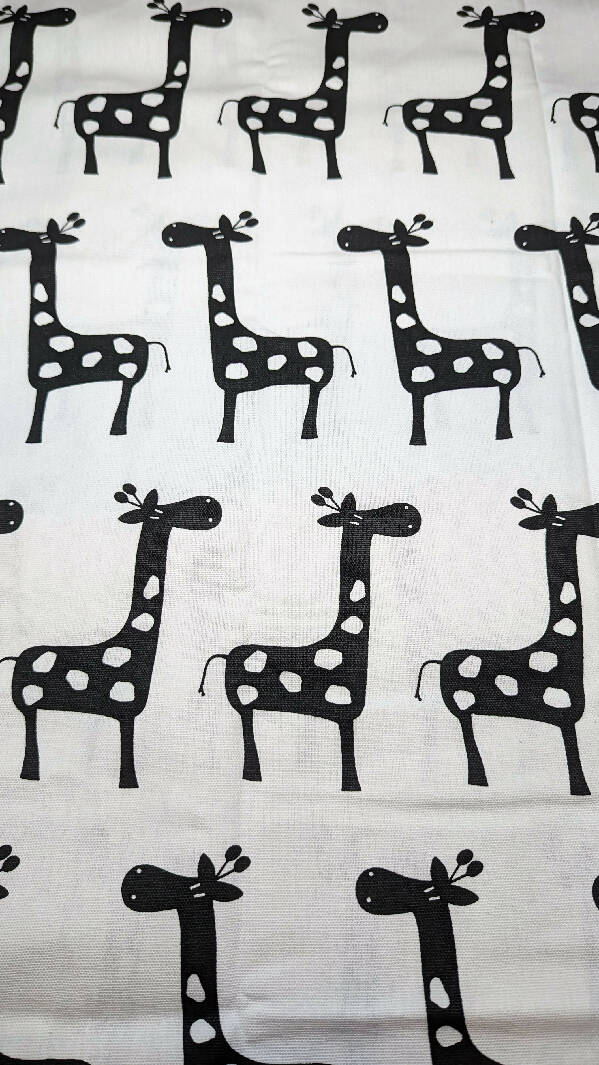 White & Black Giraffe Print Cotton Canvas Woven Fabric 46"W - 1 yd