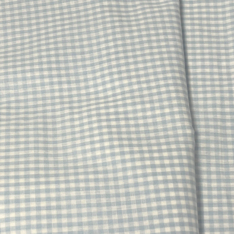 Baby Blue and White Cotton Gingham Woven - 3 Yds