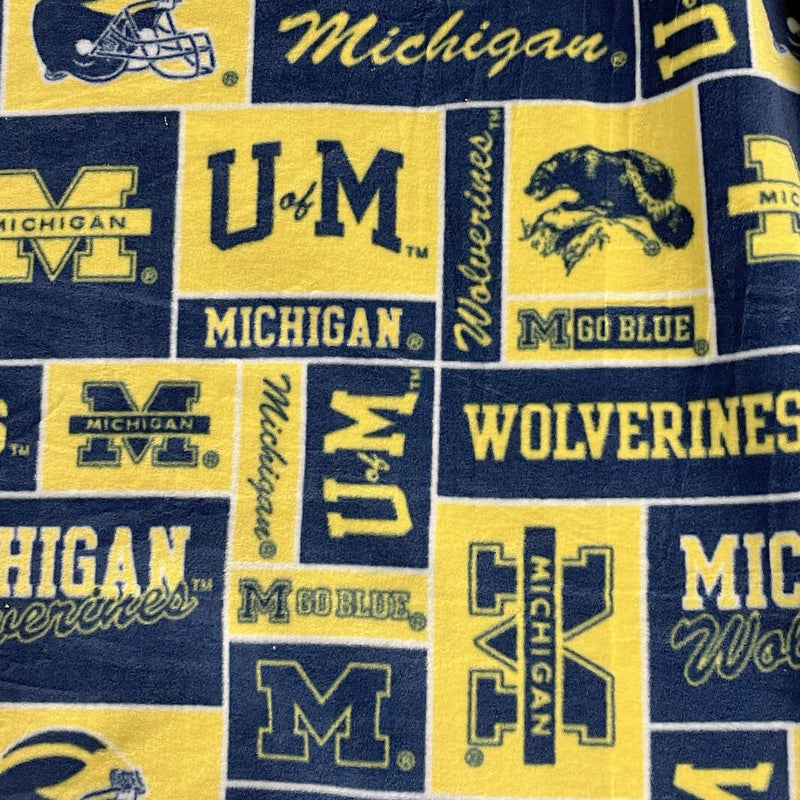 Michigan Wolverines Blue and Yellow Poly Fleece - 2 Yds