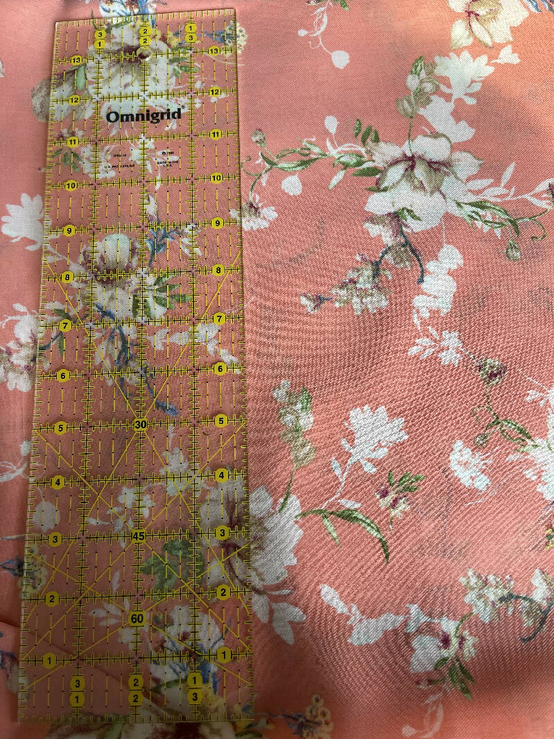 Peach Floral Mid-weight poly chiffon 4.5yds