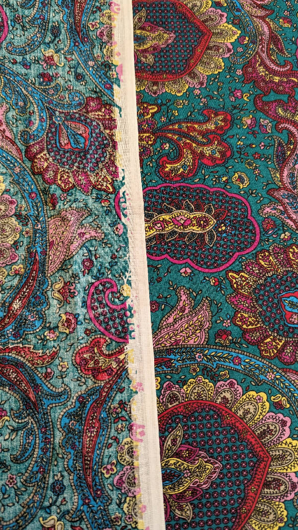 Teal Multicolor Paisley Print Quilting Cotton 45"W - 1 1/2 yds+