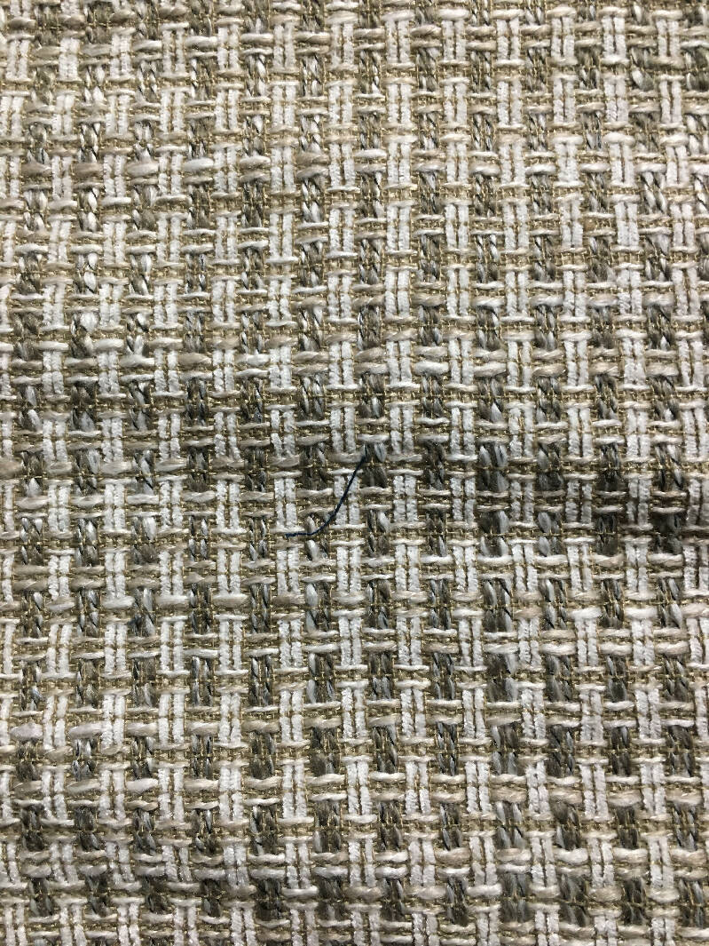 Traditional Beige White Gray Check Upholstery Sample