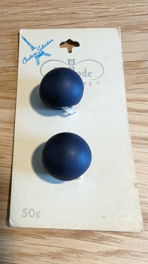 Vintage La Mode Couture Selection Navy Blue Ball3/4" Buttons - Set of 2