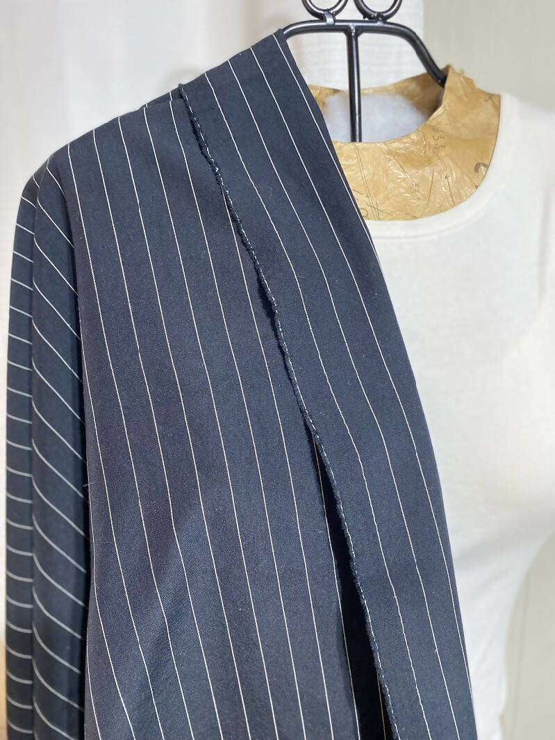 Black and White Wide Pinstripe Cotten Shirting 54" 1 1/2 yards