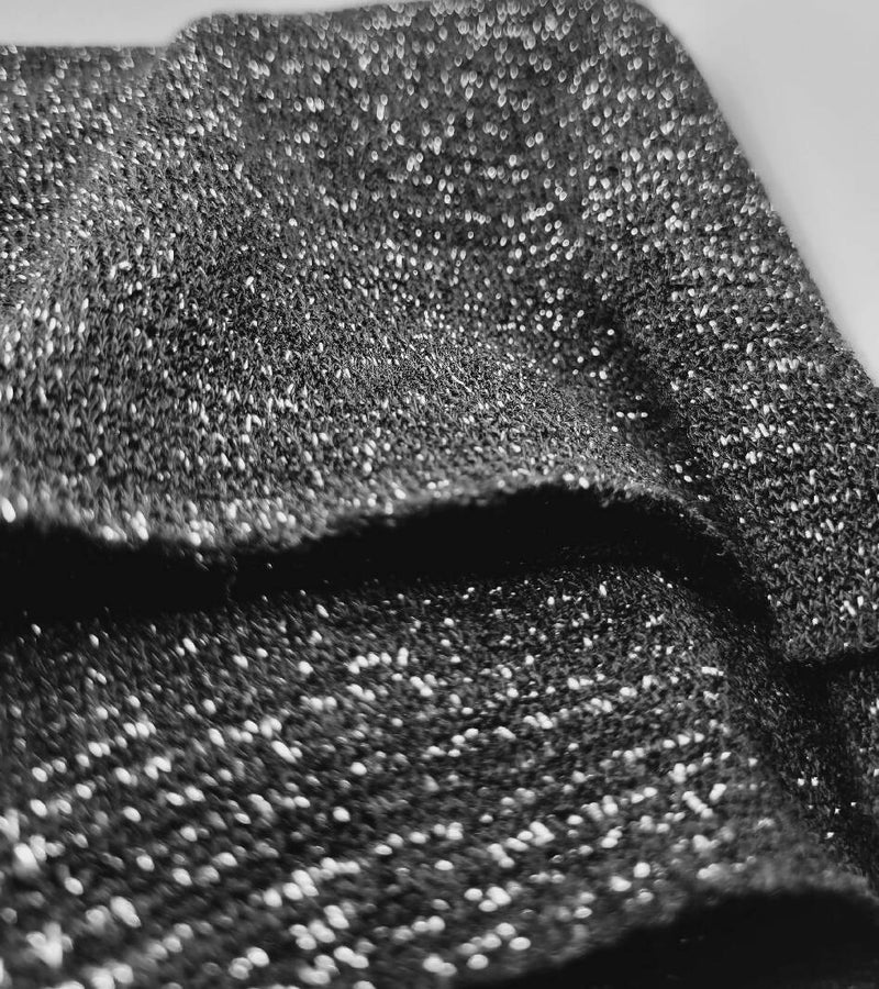 Black with silver glitter knit 1/2 yard x 60"