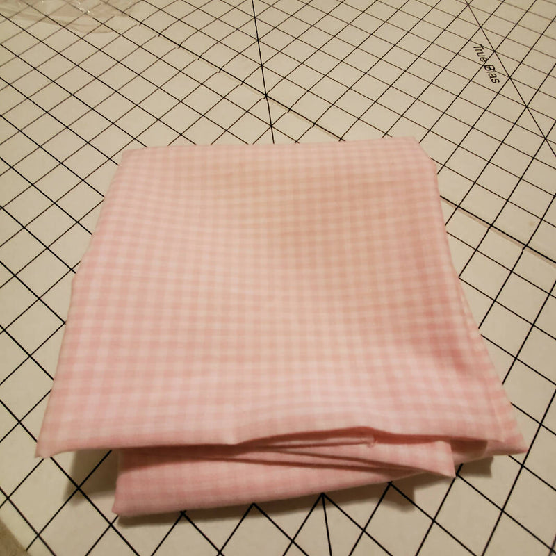 Gingham pink white light weight cotton 22 x 1yd + 221 in.