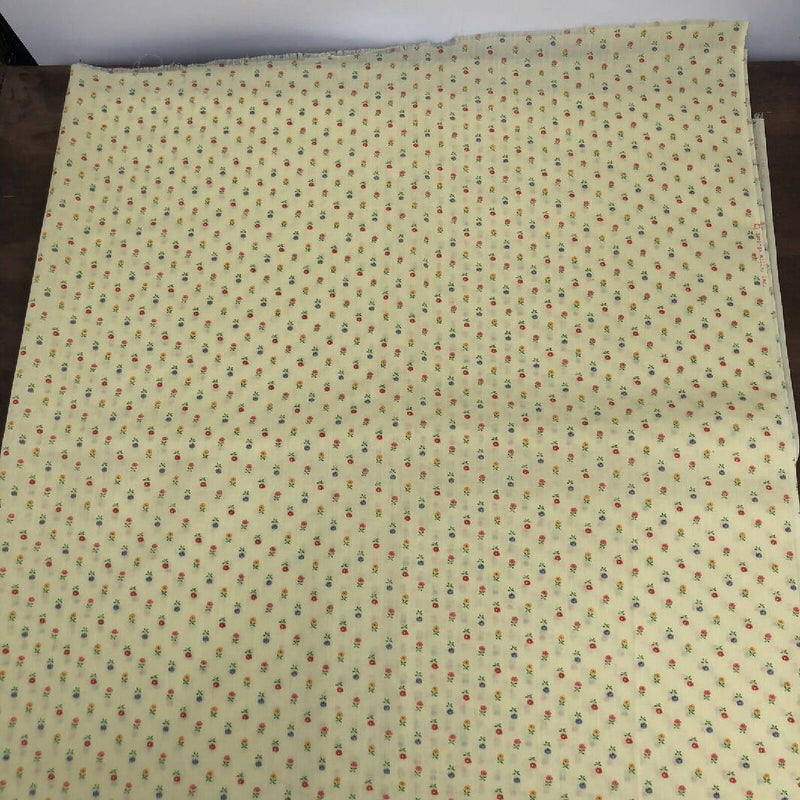 Spring Mills Fabric Pale Yellow Microfloral Print 1 yard +16&