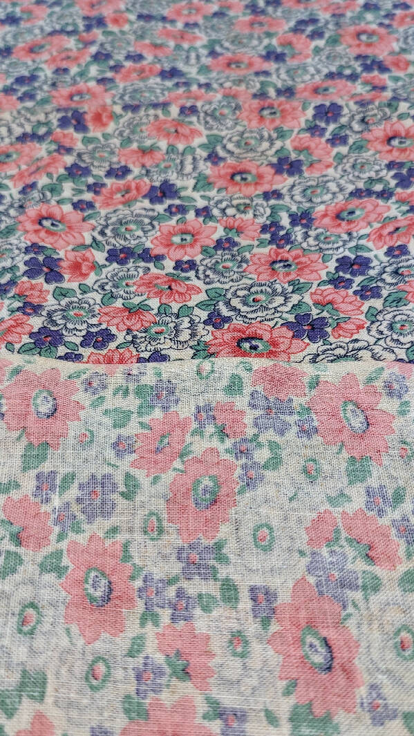 Vintage Pink/Purple Floral Cotton Woven Fabric 37"W - 1 yd