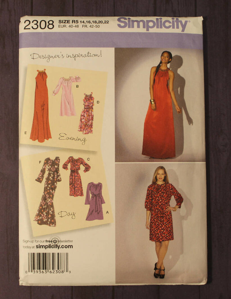 Simplicity 2308 Misses Dress with Variations and Sash