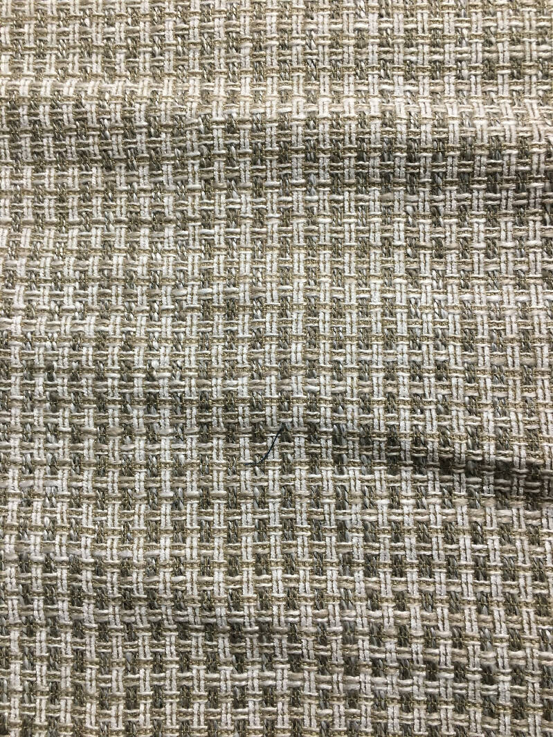 Traditional Beige White Gray Check Upholstery Sample
