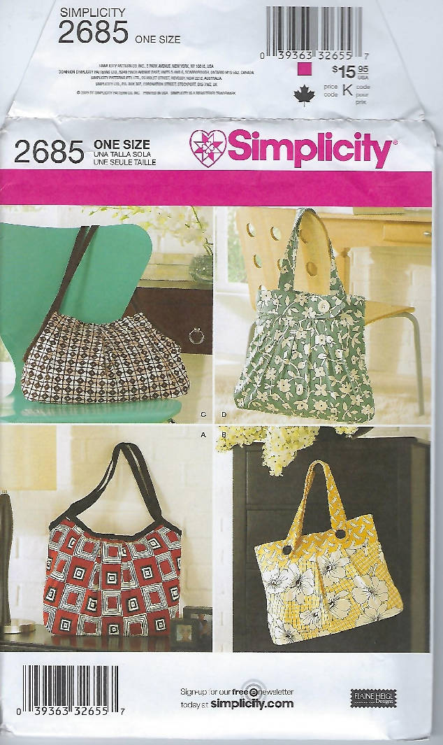 Simplicity Pattern 2685 - Ladies Handbags in 4 Styles