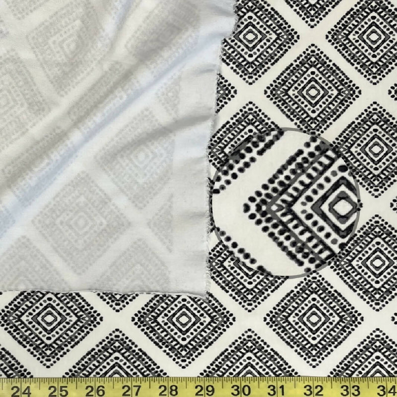 White, Black, and Gray Geometrical Cotton Jersey - 1.75 Yds