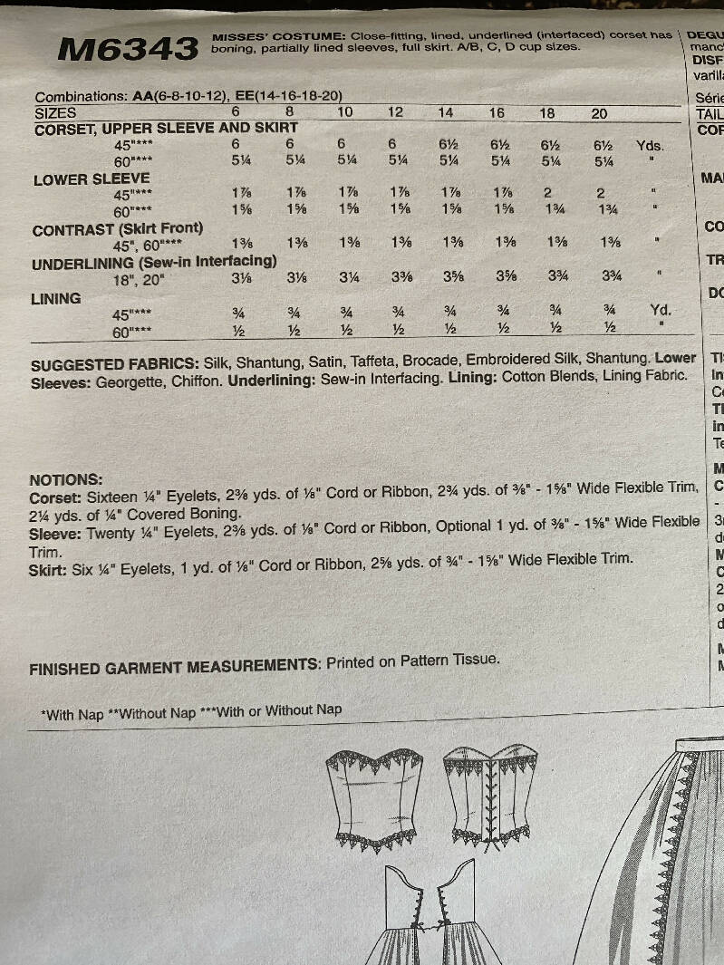 McCall’s Costume Pattern 6343