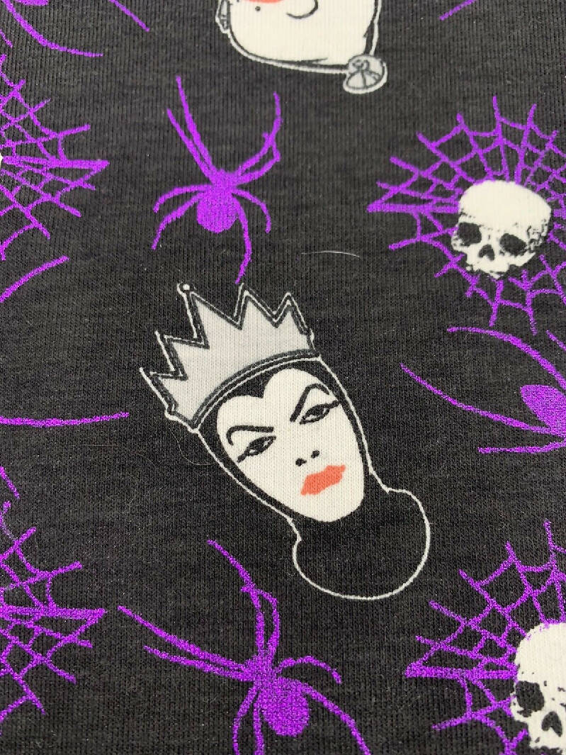 Disney Villains Toss With Foil Purple Black Spiders Ursula Maleficent Knit 2yrds