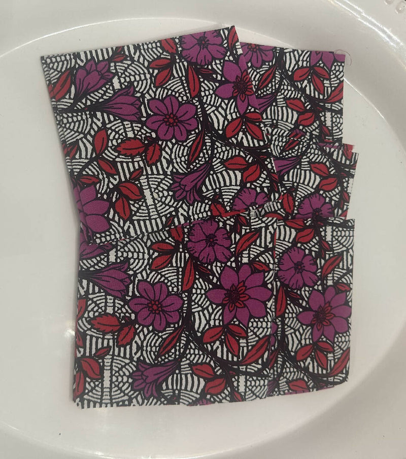 White Red Global Floral Fabric Quarter