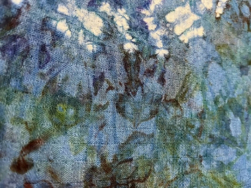 Tie dyed blue cotton fabric