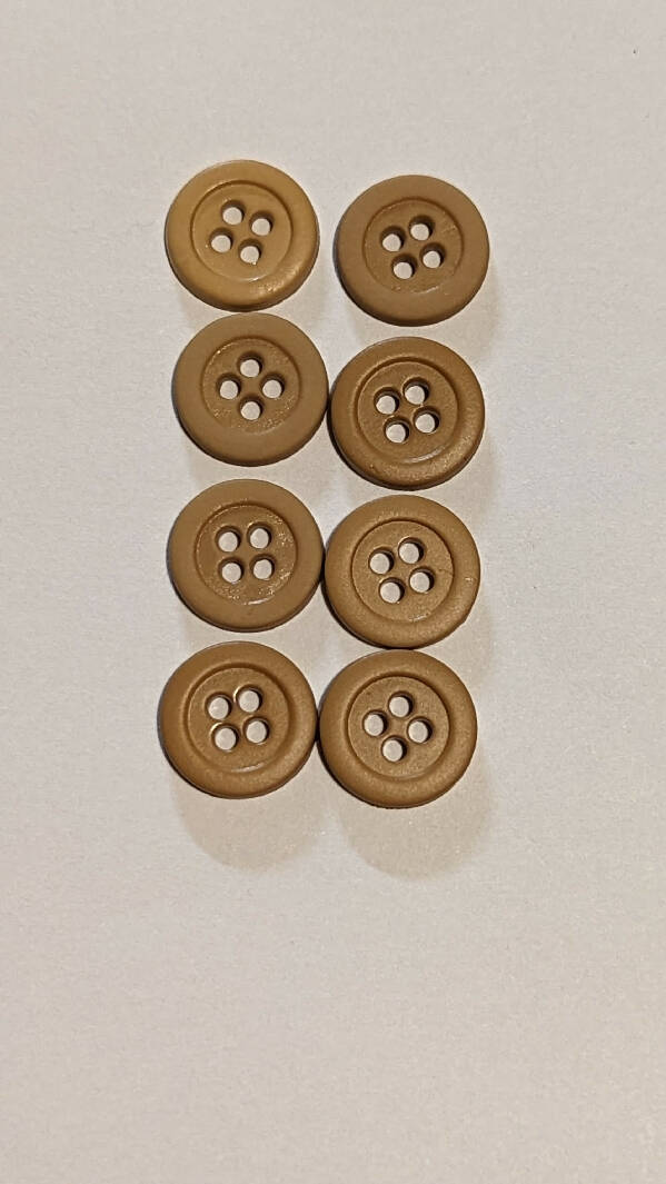 Cafe Au Lait 10mm Round Buttons - Set of 8