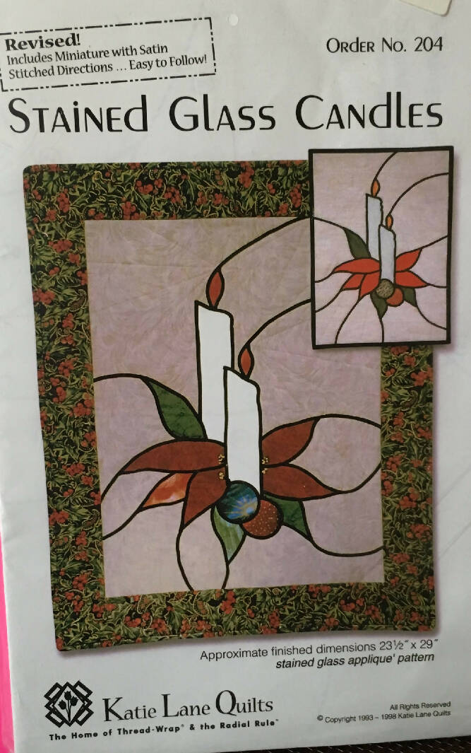 PATTERN STAINED GLASS CANDLES Quilted Wall Hanging