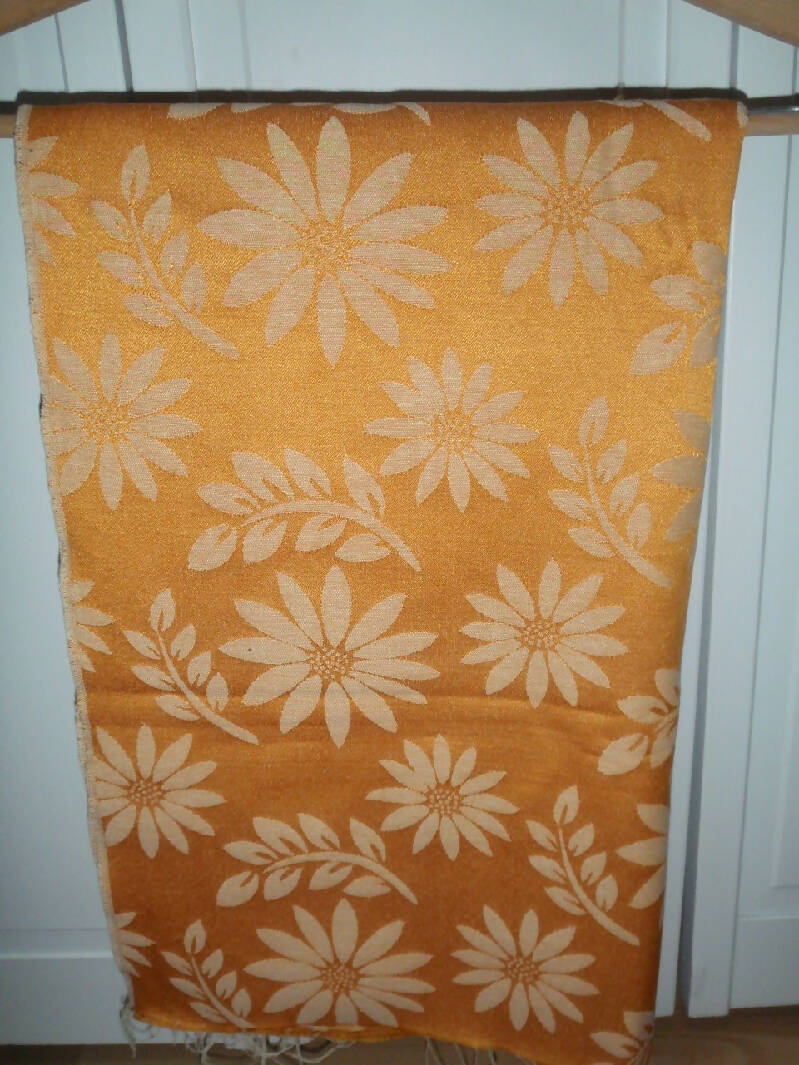 2 Yards, 47" Wide Mustard Gold Daisy Print Fabric
