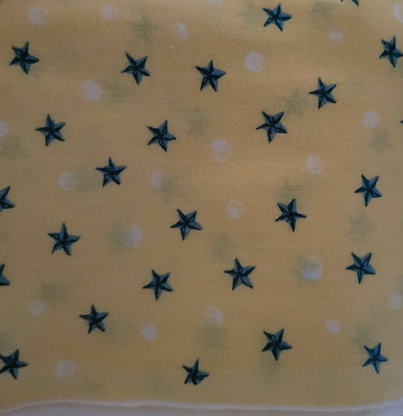 Yellow with Blue stars and white dots 1.5 yards