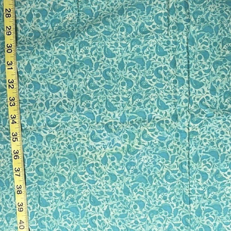 Teal Green Paisley Quilting Cotton - 2 Yds