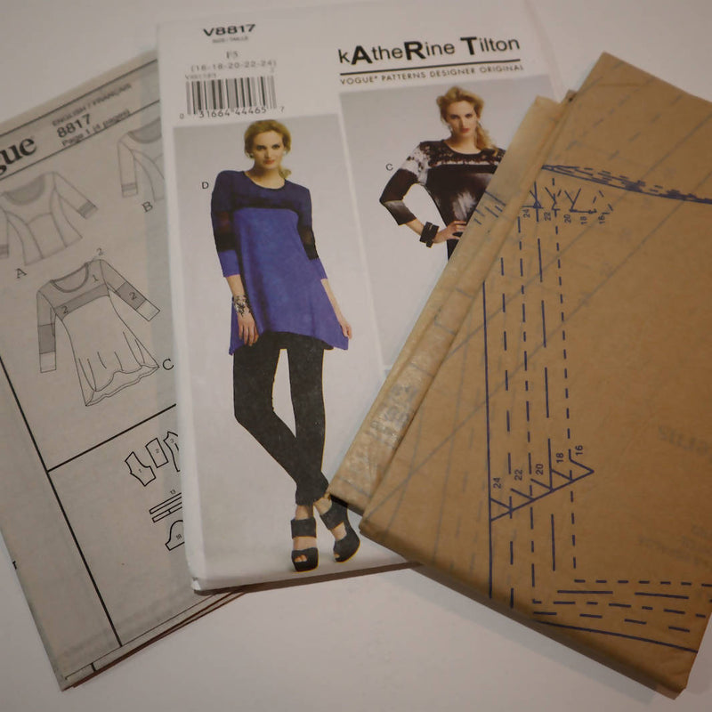Vogue V8817 Katherine Tilton Pullover Top Sizes 16-24 UNCUT AND FACTORY FOLDED