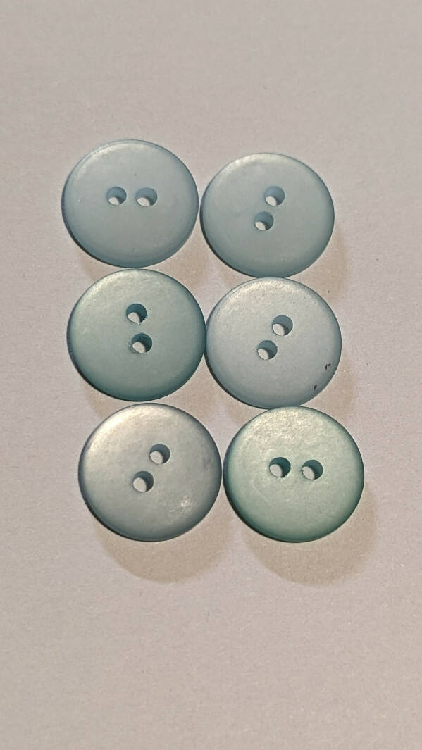 Ice Blue Frosted 15mm Round Buttons - Set of 6