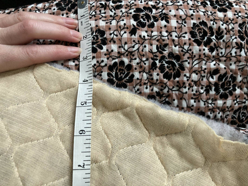 Flocked Quilted Floral Checked Fabric