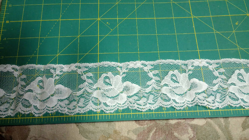 2 1/2" white lace, 7 ft length