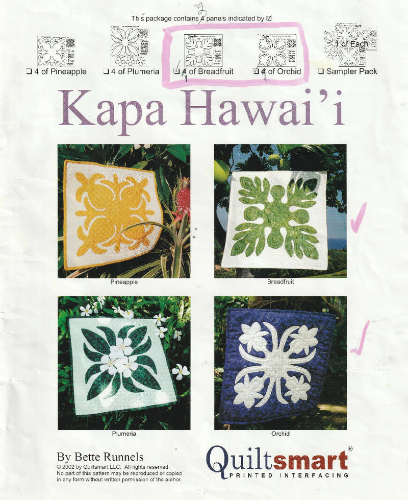19 Kapa Hawai’i Quiltsmart Printed Interfacing