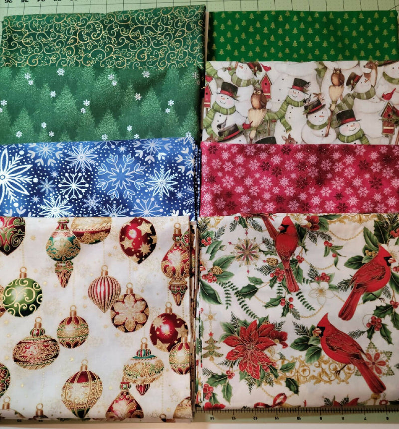 CHRISTMAS AND WINTER SCENE 100% COTTON FABRIC - LOT OF 14.25 YARDS