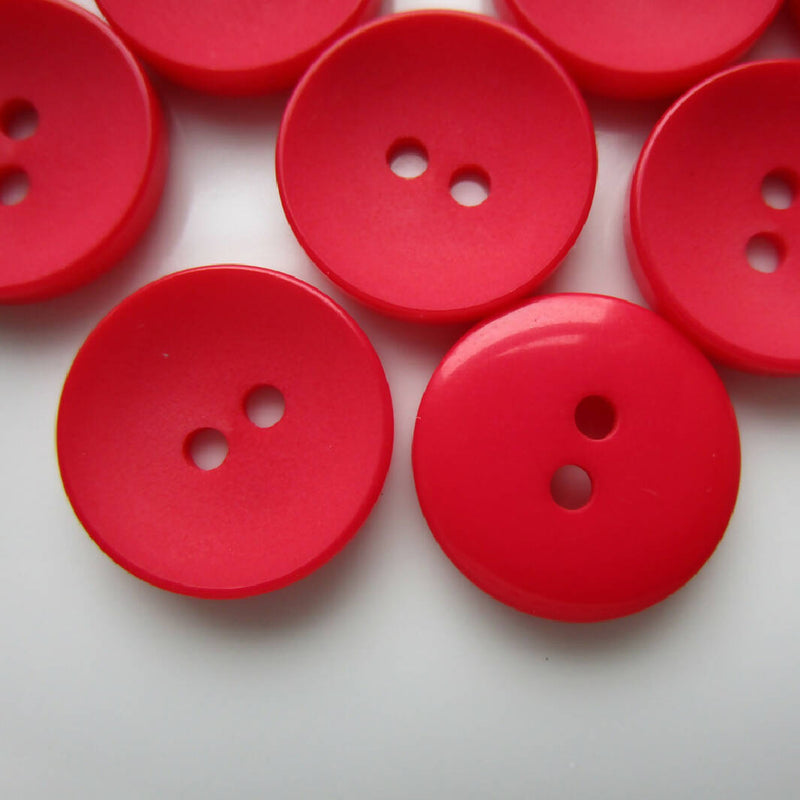 98 Red Plastic Two-hole Buttons, 5/8" (15mm)