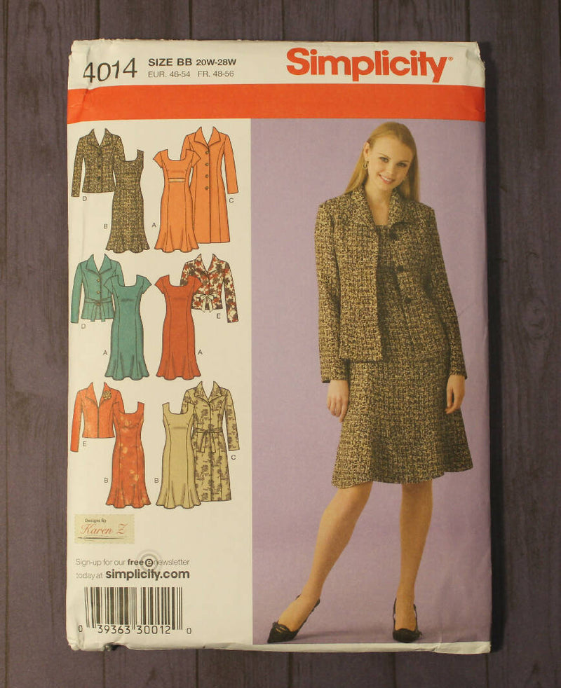 Simplicity 4014 Womens Coat or Jacket, Dress
