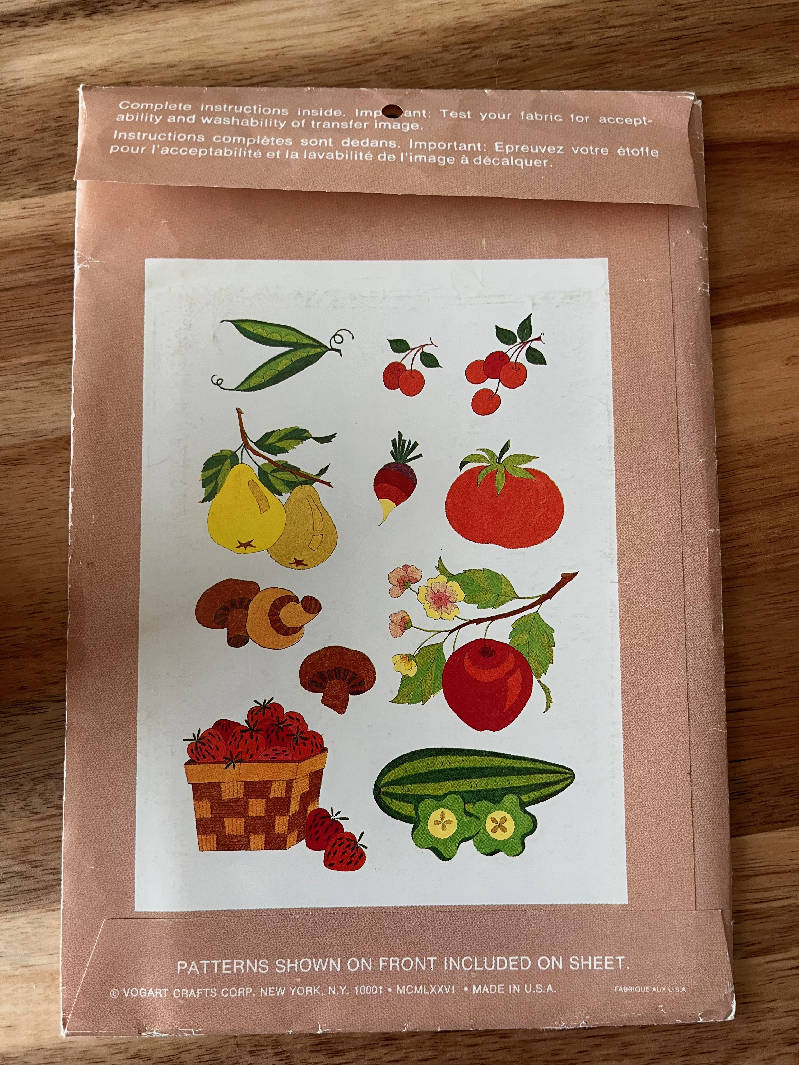 Vogart Fruit and Vegetable Repeat Transfer Pattern for Embroidery