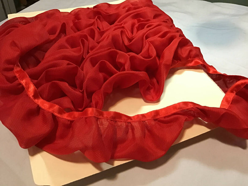 Simplicity red chiffon Ruffle trim yardage