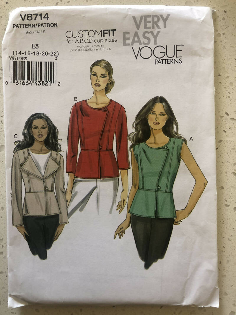 Vogue Pattern No. V8714 - Misses Vest and Jacket (2011)