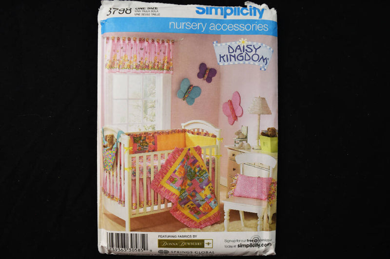 Simplicity 3798 Curtains UNCUT Sewing Pattern - Nursery Accessories - Daisy Kingdom - Quilt, Valance, Dust Ruffle, Pillow, Sheet, Hammock