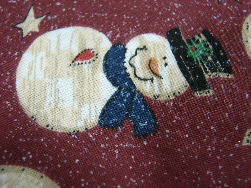 Burgundy Snowman Fabric -