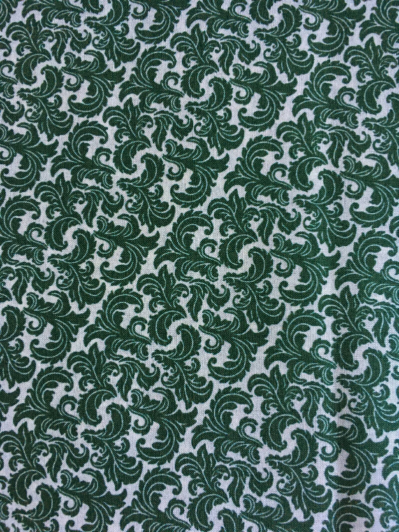 FABRIC Leaves Green on Cream 3.28 Yards