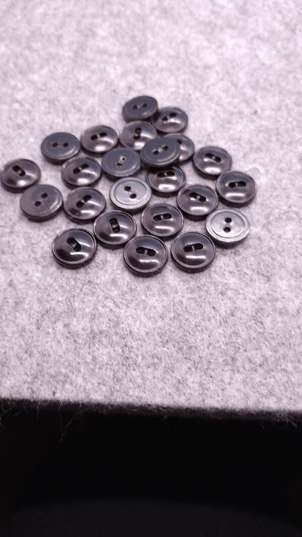 Black shirt buttons, 2 holes, Lot of 24