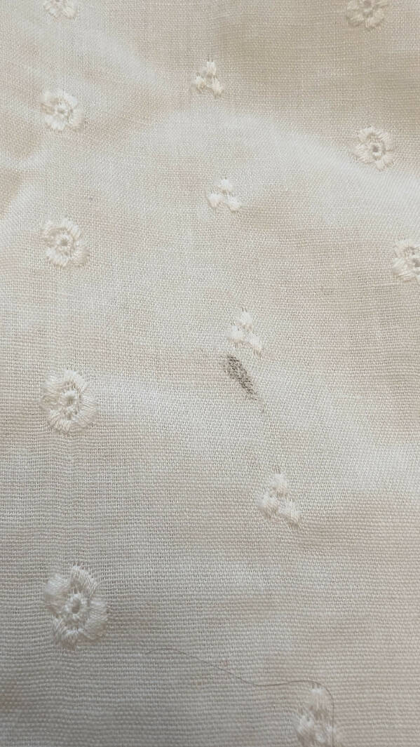 White Embroidered Floral Cotton Eyelet Woven Fabric 44"W - 2 3/4 yds+