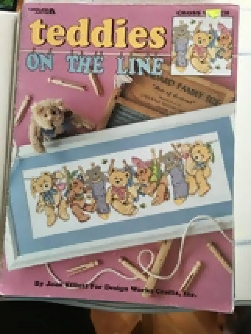 Teddies on the Line. Counted Cross Stitch Pattern