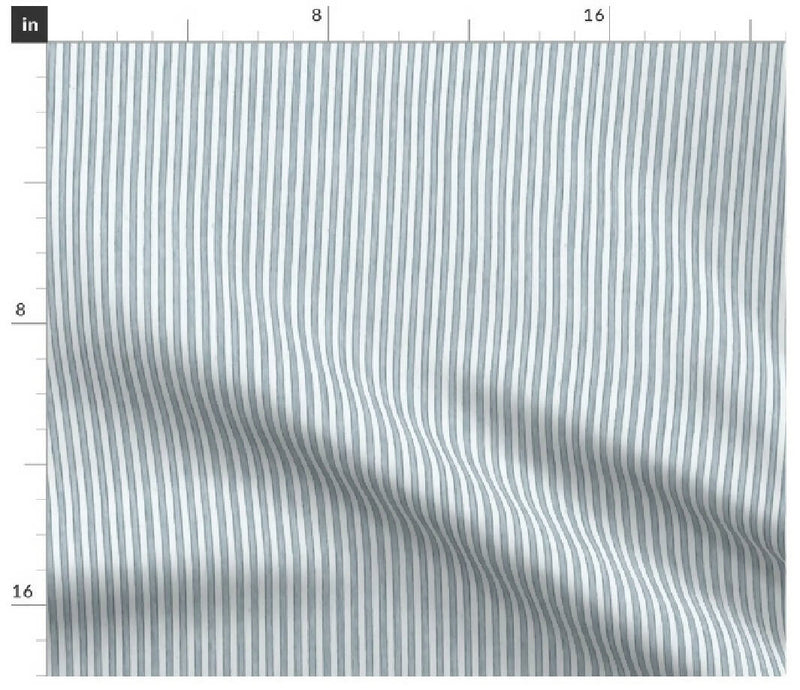 Faded French Stripe - Blue Fabric, 1 Yard, 100% Cotton Spoonflower Fabric