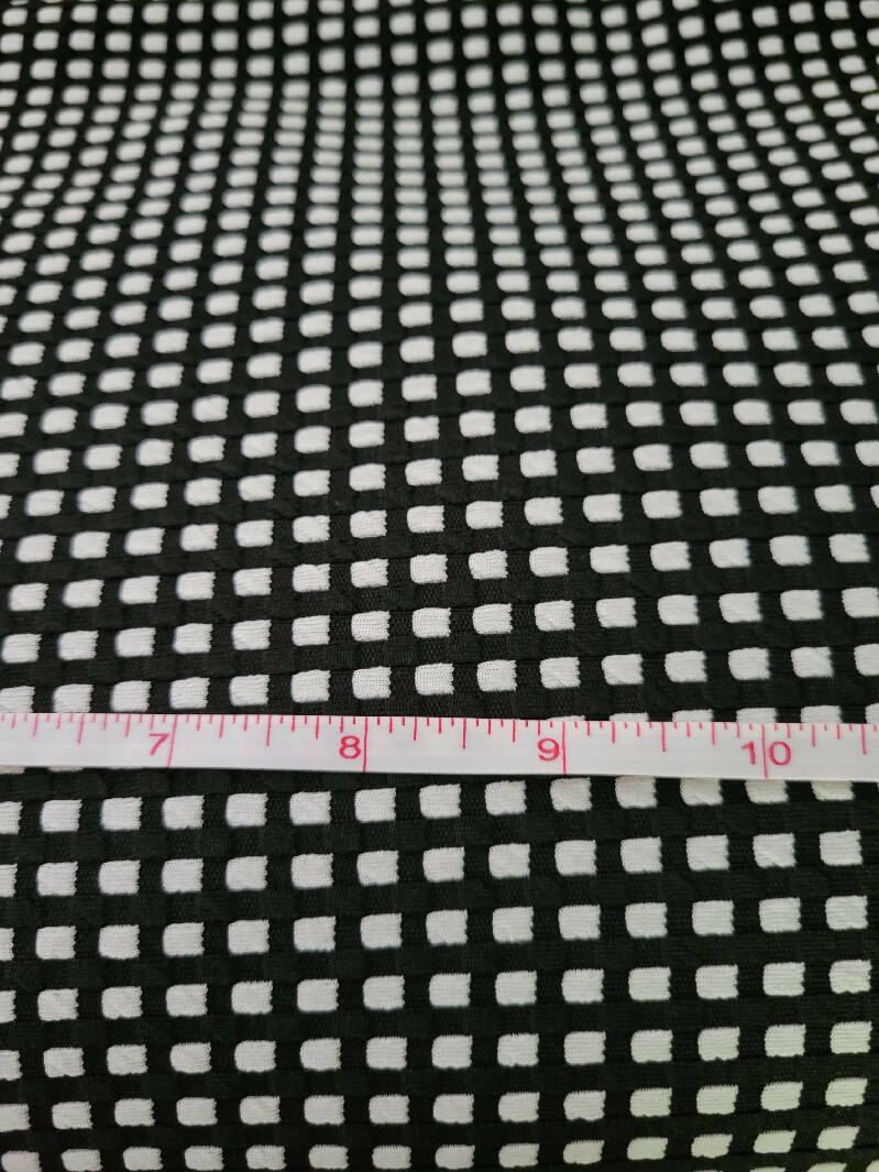 3 yards 60" Black & White Square Check Heavy Poly Knit