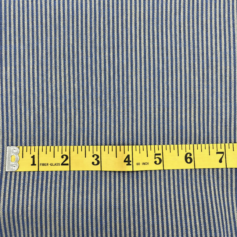 Blue and Grey Striped Cotton Shirting - 2.5 Yds