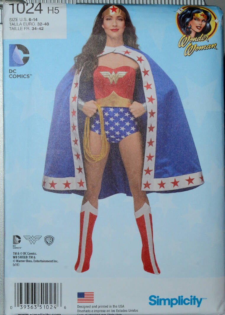 New Wonder Woman Simplicity 1024 Sewing Costume Cosplay Pattern Uncut 6-14