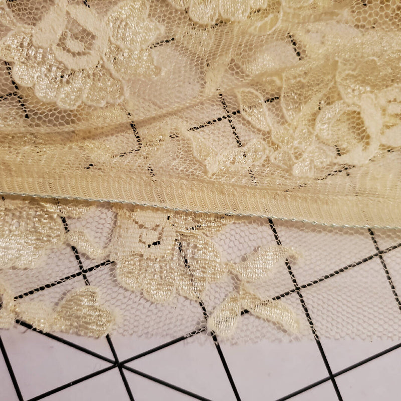 Vintage Lace Fabric yardage Light Yellow Soft touch 2 yds x 32&