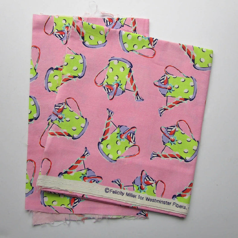 Cotton Quilting/Sewing Fabric, Watering Cans, 2 Pieces