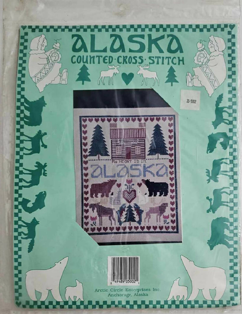 Alaska Counted Cross Stitch Kit "My Heart Is In Alaska" New Sealed NOS 8" x 10"