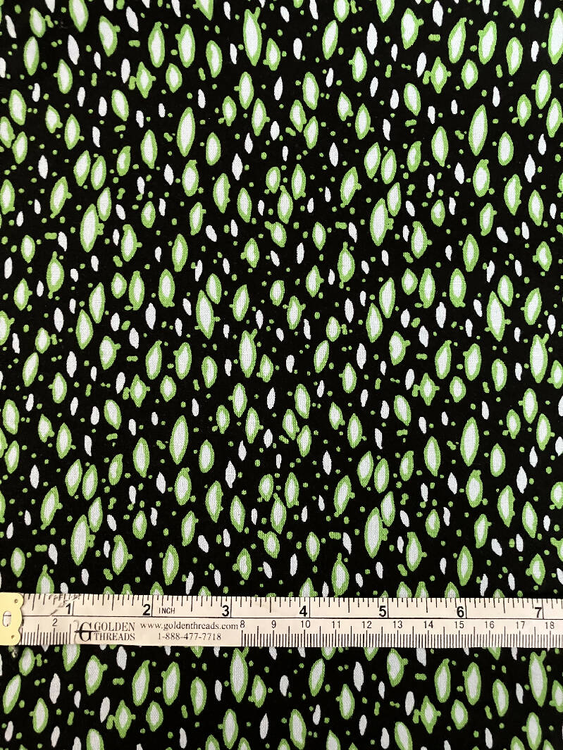 FABRIC Black with Lime Green White 5 yards 